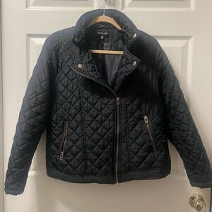 New Look Women’s Plus Size Black Quilted Moto Jacket Size 1X
